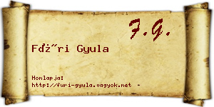 Füri Gyula névjegykártya